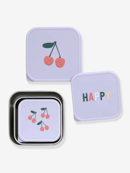 Lot de 3 boîtes à goûter en inox LÄSSIG lilas+vert d'eau 3 - vertbaudet enfant 