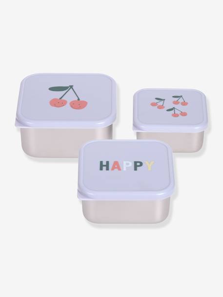 Lot de 3 boîtes à goûter en inox LÄSSIG lilas+vert d'eau 1 - vertbaudet enfant 