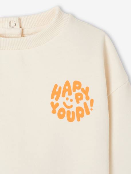 Sweat bébé col rond écru+vert sauge 3 - vertbaudet enfant 