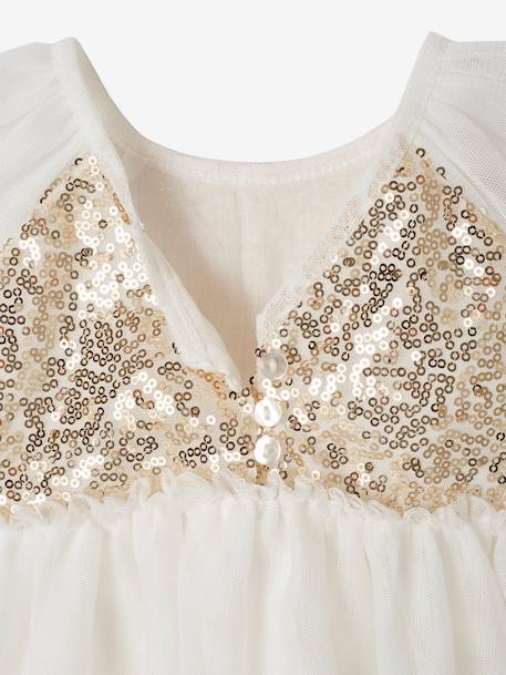 Robe manches courtes boutonnée dos à sequins blanc 5 - vertbaudet enfant 