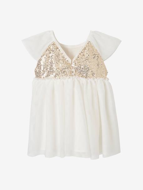Robe manches courtes boutonnée dos à sequins blanc 3 - vertbaudet enfant 