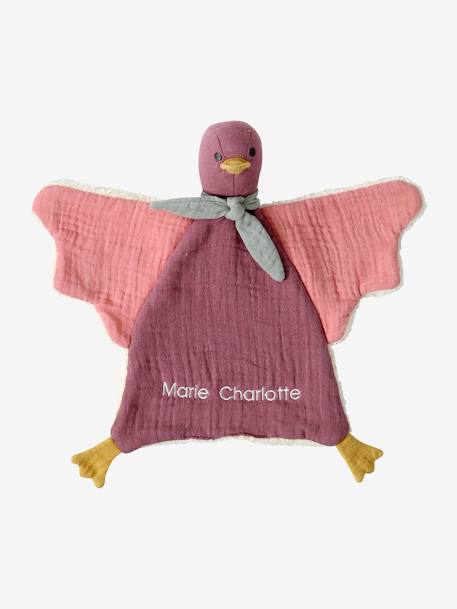 Doudou oiseau bi-matière personnalisable avec mallette rose 5 - vertbaudet enfant 
