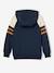 Sweat garçon zippé à capuche sport manches raglan marine+noix de pécan+vert 5 - vertbaudet enfant 
