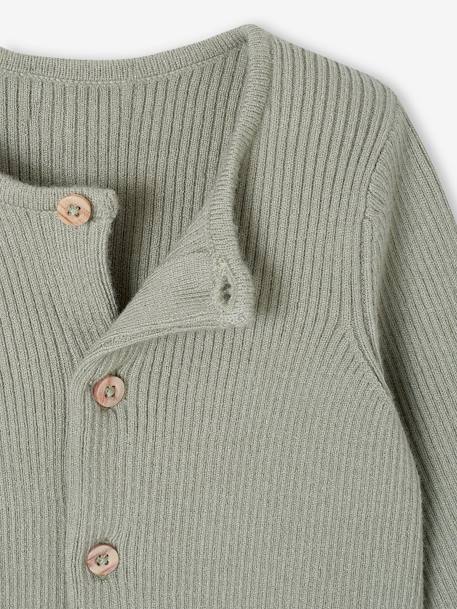 Ensemble bébé mixte gilet pantalon en tricot blanc+gris clair chiné+vert d'eau+vert sauge 25 - vertbaudet enfant 