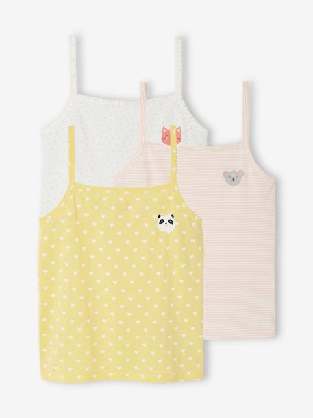 Lot de 3 débardeurs fille jaune pâle 1 - vertbaudet enfant 