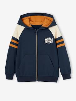 -Sweat garçon zippé à capuche sport manches raglan 