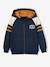 Sweat garçon zippé à capuche sport manches raglan marine+noix de pécan+vert 4 - vertbaudet enfant 