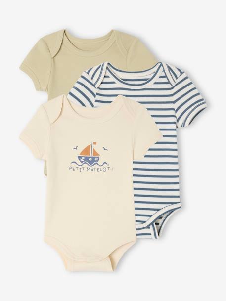 Lot de 3 bodies évolutifs bébé kaki 1 - vertbaudet enfant 