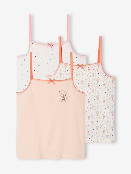 Lot de 3 débardeurs fantaisie Fille rose pâle 1 - vertbaudet enfant 