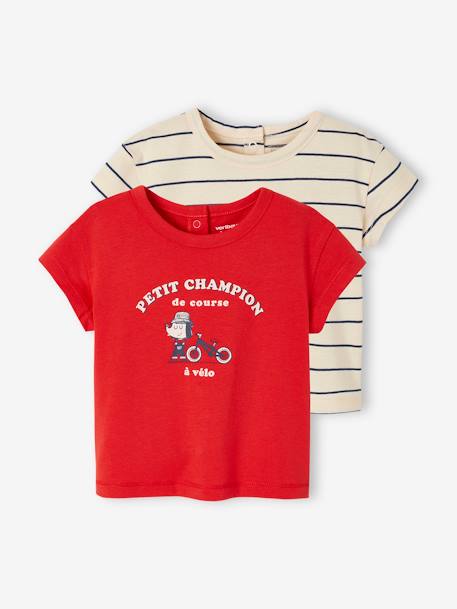 Lot de 2 T-shirts Basics bébé manches courtes rouge 1 - vertbaudet enfant 