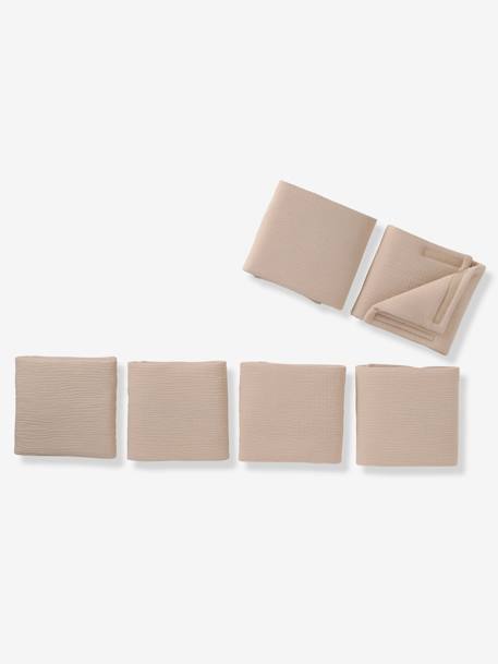 Tour de lit / tour de parc pare-chocs en gaze de coton uni olive+taupe 6 - vertbaudet enfant 