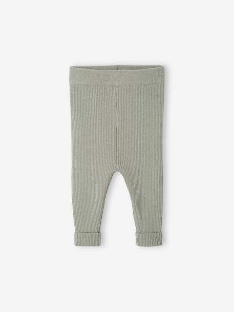Ensemble bébé mixte gilet pantalon en tricot blanc+gris clair chiné+vert d'eau+vert sauge 23 - vertbaudet enfant 