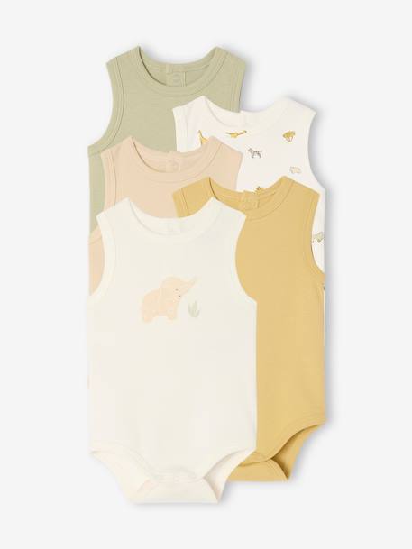 Lot de 5 bodies naissance sans manches vert sauge 1 - vertbaudet enfant 