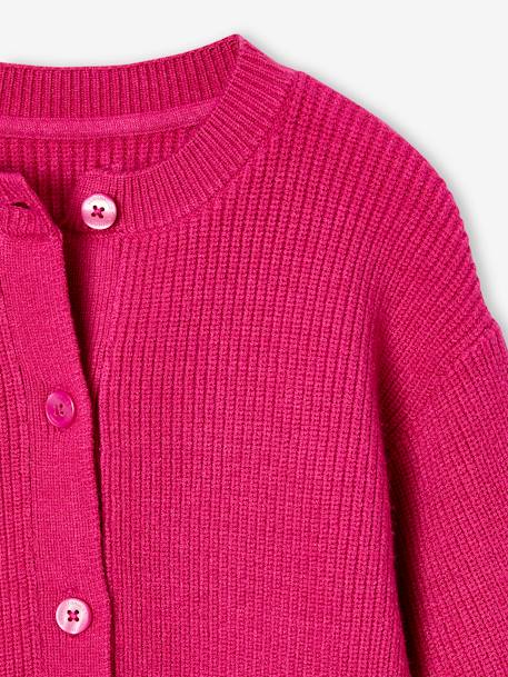 Gilet fille en côtes perlée fuchsia 3 - vertbaudet enfant 