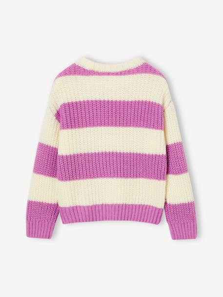 Pull à larges rayures fille écru 4 - vertbaudet enfant 