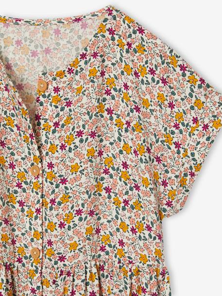 Robe à fleurs boutonnée fille bleu ciel+blush+écru 9 - vertbaudet enfant 