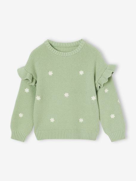 Fille-Pull, gilet, sweat-Pull-Pull fille brodé manches volantées 