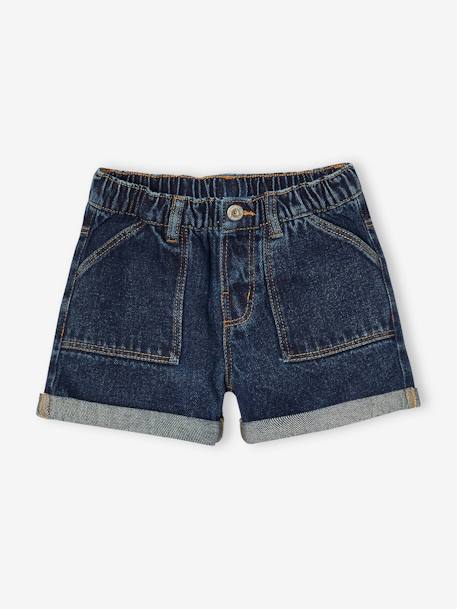 Short en jean fille bleu clair+bleu moyen+denim brut 9 - vertbaudet enfant 