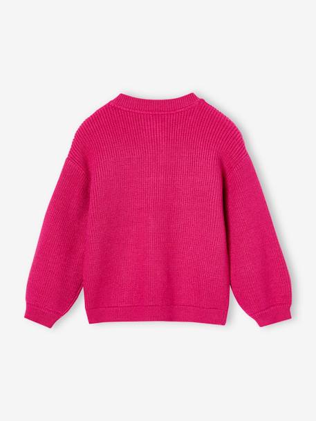 Gilet fille en côtes perlée fuchsia 2 - vertbaudet enfant 