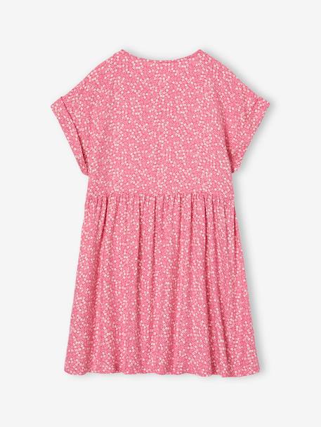 Robe à fleurs boutonnée fille bleu ciel+blush+écru 5 - vertbaudet enfant 