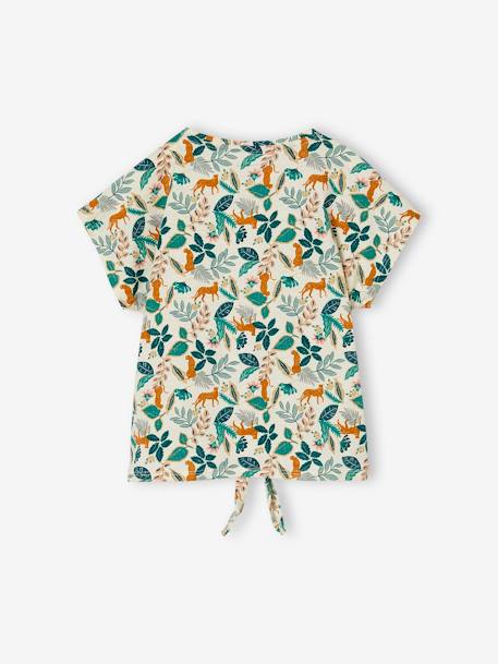 T-shirt fille imprimé noeud fantaisie manches courtes blanc+blanc imprimé+lavande+rose 6 - vertbaudet enfant 