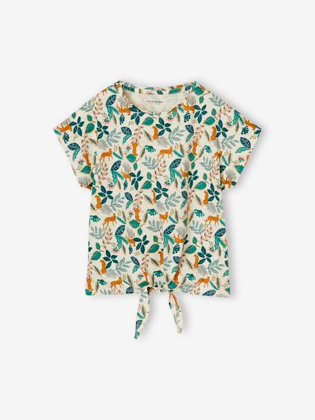T-shirt fille imprimé noeud fantaisie manches courtes blanc+blanc imprimé+lavande+rose 5 - vertbaudet enfant 