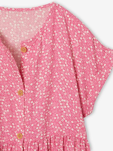 Robe à fleurs boutonnée fille bleu ciel+blush+écru 6 - vertbaudet enfant 