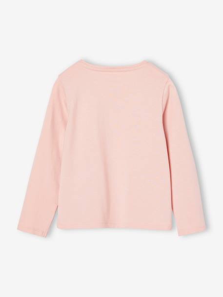 T-shirt fille coeur pailleté manches longues anthracite+corail+écru+rose poudré 18 - vertbaudet enfant 