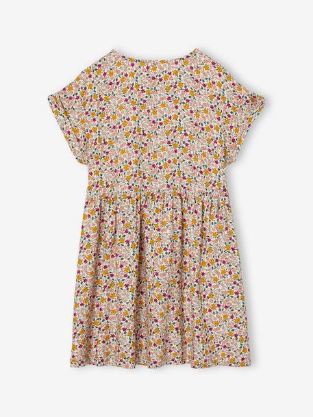 Robe à fleurs boutonnée fille bleu ciel+blush+écru 8 - vertbaudet enfant 