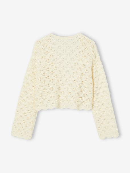 Gilet en crochet fille écru 2 - vertbaudet enfant 