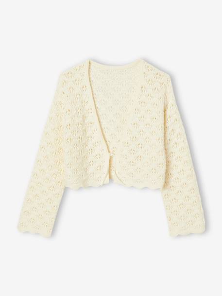 Gilet en crochet fille écru 1 - vertbaudet enfant 