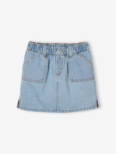 Jupe en jean fille bleu clair+bleu moyen+denim brut 1 - vertbaudet enfant 