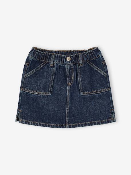Jupe en jean fille bleu clair+bleu moyen+denim brut 9 - vertbaudet enfant 