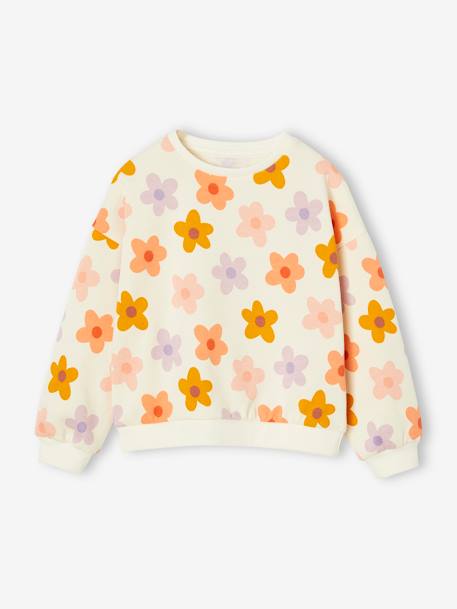 Sweat fille motifs fantaisie Beige imprimé+blanc imprimé+rose+vanille 16 - vertbaudet enfant 