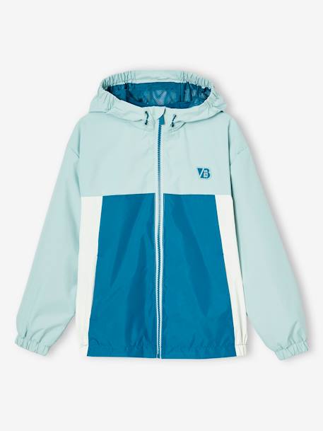 Blouson garçon coupe-vent colorblock bleu moyen+kaki+vert d'eau 10 - vertbaudet enfant 