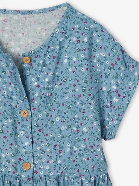 Robe à fleurs boutonnée fille bleu ciel+blush+écru 3 - vertbaudet enfant 