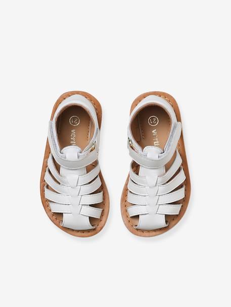 Sandales scratchées cuir bébé bout fermé blanc+lot rose 5 - vertbaudet enfant 