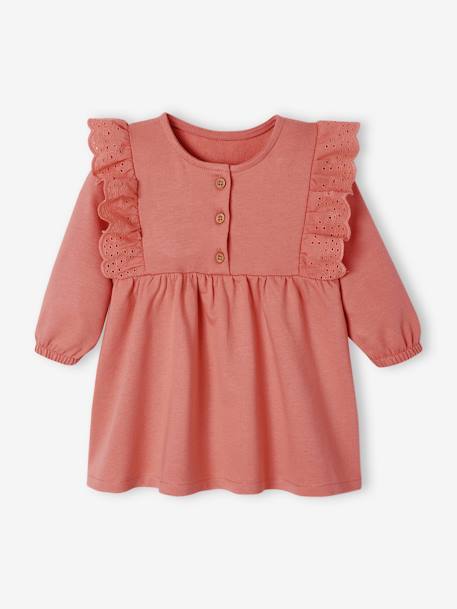 Robe Bébé Fille En Velours Broderie Anglaise – Volants, Manches Longues, Boutons Imitation Bois | Vertbaudet Atelier