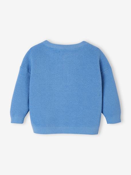 Pull en maille nid d'abeille bébé encolure tunisienne bleu 2 - vertbaudet enfant 