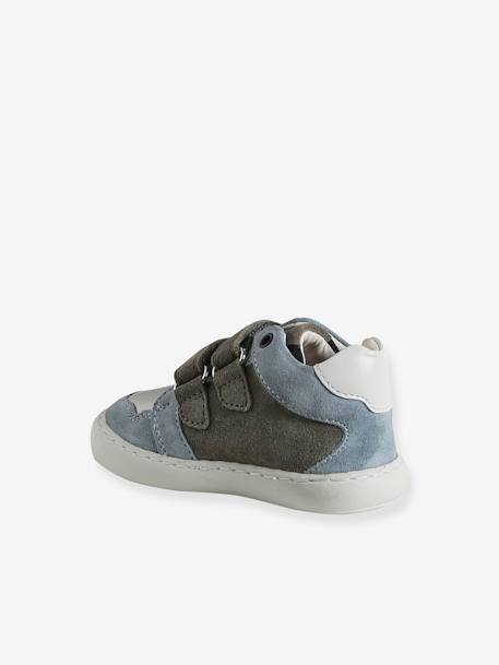 Baskets bébé garçon en cuir à scratchs bleu grisé+écru 3 - vertbaudet enfant 