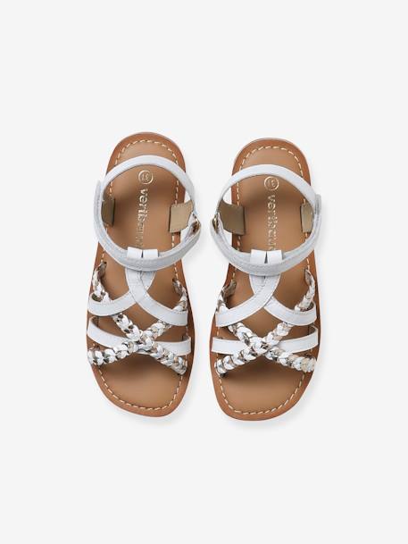 Sandales scratchées cuir enfant blanc+lot bleu 4 - vertbaudet enfant 
