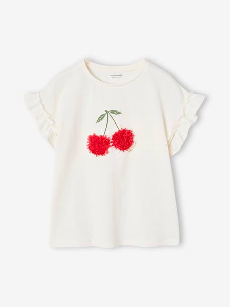 T-shirt fille motif fantaisie manches courtes volantées anthracite+blanc+jaune pâle+marine+rose pâle 4 - vertbaudet enfant 