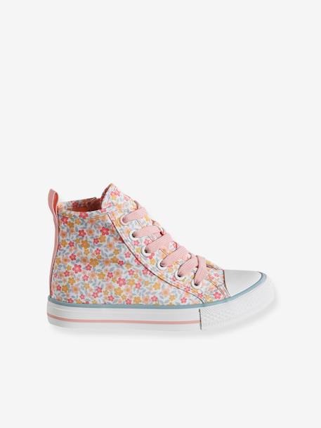 Baskets montantes lacées et zippées enfant collection maternelle blanc imprimé 2 - vertbaudet enfant 