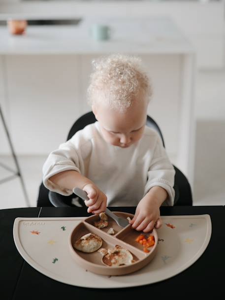 Assiette compartimentée en silicone beige+rose blush 2 - vertbaudet enfant 