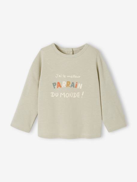 T-shirt bébé parrain. / marraine pressionné dos vert de gris 1 - vertbaudet enfant 