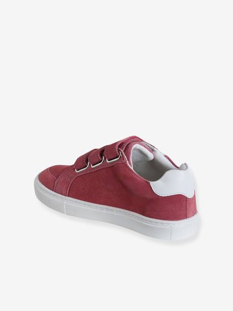 Baskets scratchées cuir enfant blanc+framboise 8 - vertbaudet enfant 