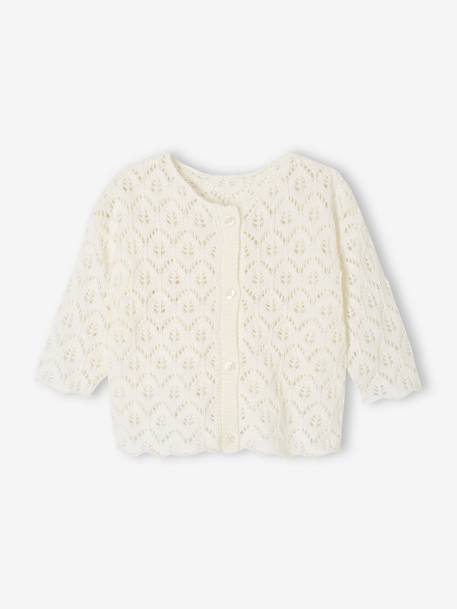 Gilet bébé maille ajourée blanc 1 - vertbaudet enfant 