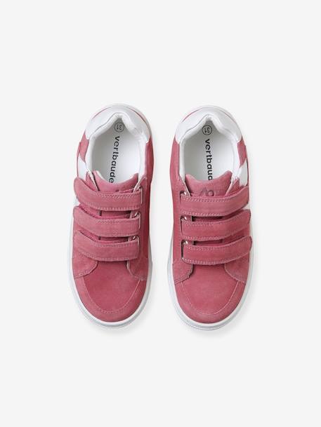 Baskets scratchées cuir enfant blanc+framboise 9 - vertbaudet enfant 