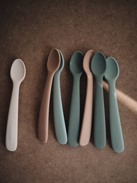 Lot de 2 cuillères 1er âge en silicone beige + rose blush+beige + vert 1 - vertbaudet enfant 