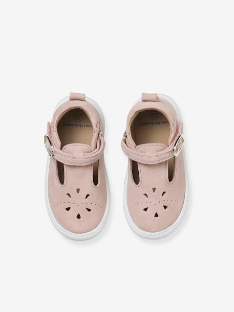 Sandales salomés cuir bébé rose poudré 4 - vertbaudet enfant 
